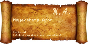 Mayersberg Apor névjegykártya